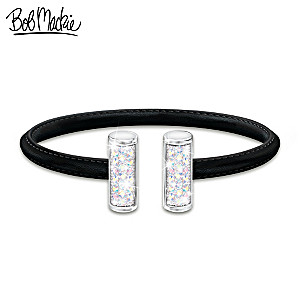 Bob Mackie Leather Bracelet With 35 Aurora Borealis Crystals