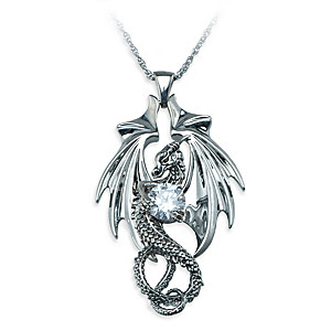 "Fire And Ice" Crystal Dragon Pendant Necklace