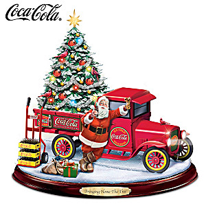 "Bringing Home The Tree" Lighted Musical COCA-COLA Sculpture
