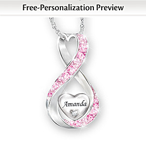 Granddaughter Name-Engraved Birthstone And Diamond Necklace