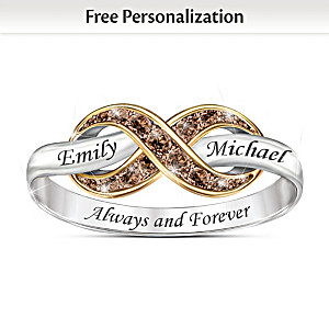 "Always & Forever" Name-Engraved Mocha Diamond Ring