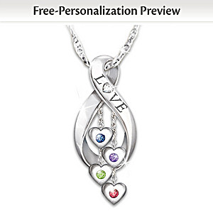 Infinite Love Personalized Family Birthstone Diamond Pendant