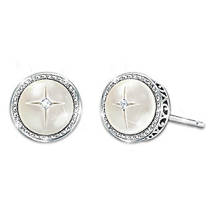 God's Pearls Of Wisdom Mother-Of-Pearl And Diamond Earrings