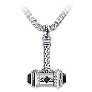 "Thor's Hammer" Black Onyx Pendant Necklace