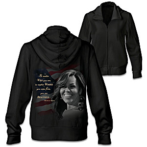 "You Are Beautiful" Michelle Obama Women's Front-Zip Hoodie