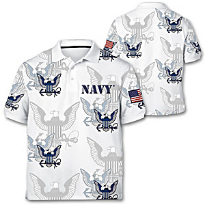 "Navy Pride" Men's Polo Shirt With Embroidered Patch