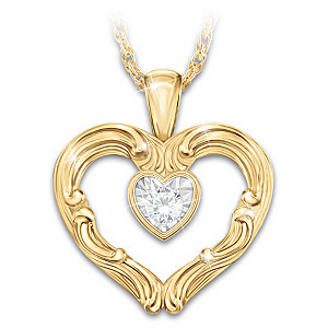 Heart-Shaped Diamond Pendant Necklace For Granddaughter