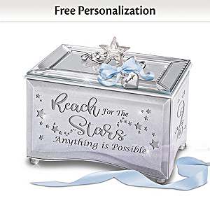 "Reach For The Stars" Music Box With Name-Engraved Charm