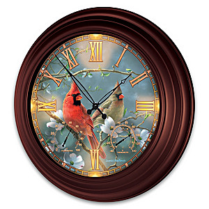 James Hautman Cardinal-Themed Illuminated Atomic Wall Clock