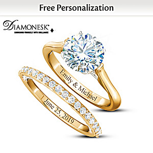 Personalized 4-Carat Simulated Diamond Bridal Ring Set