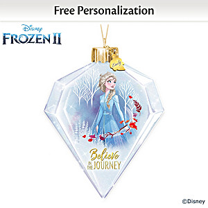 Disney FROZEN 2 Personalized "Elsa" Glass Ornament Lights Up