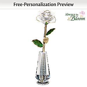 Personalized 24K Gold-Plated Remembrance Rose In Glass Vase