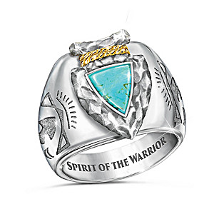 "Strength Of The Warrior" Arrowhead Design Turquoise Ring