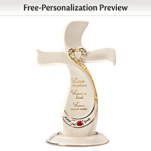 “Love Never Ends” Porcelain Cross Personalized With 2 Names