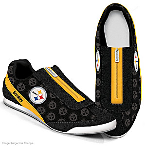Pittsburgh Steelers Logo-Pattern Zipper Canvas Sneakers