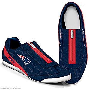 New England Patriots Logo-Pattern Zipper Canvas Sneakers