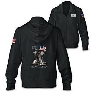 "Because Of The Brave" Women's Hoodie With Patriotic Art
