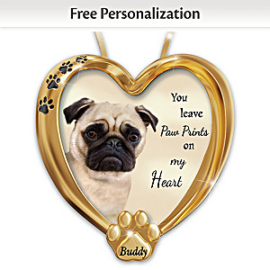 Personalized Pet Ornament With Pug Artwork