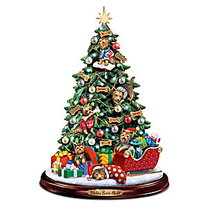Yorkie Illuminated Tabletop Christmas Tree
