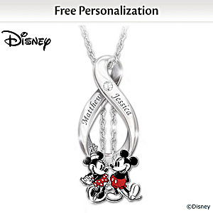 Disney Mickey Mouse And Minnie Mouse Personalized Necklace