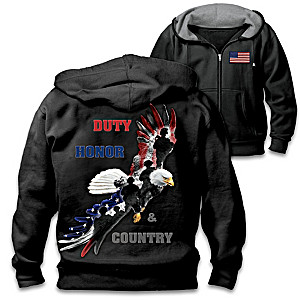 Full-Zip Hoodie With Embroidered American Flag Patch