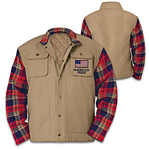 Patriotic Jacket With Cotton Flannel Collar And Sleeves