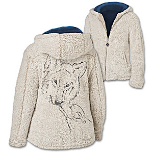 "Warmth Of The Wild" Sherpa Jacket With Wolf Art