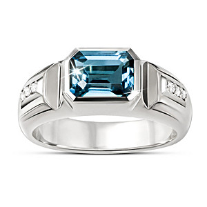 "Gentleman's Choice" London Blue Topaz & Diamond Men's Ring