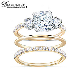 Royal Inspired 18K Gold-Plated Simulated Diamond Ring Set