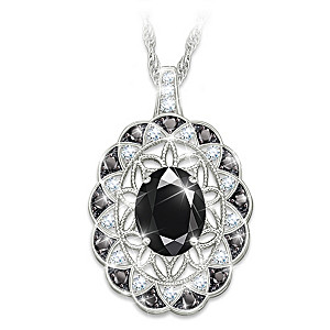 "Italian Lace" Black Spinel And Diamond Pendant Necklace