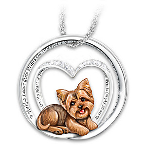 Yorkie Crystal Heart Necklace