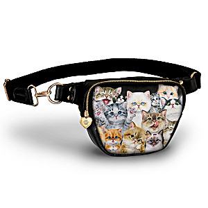 Kayomi Harai "Sassy Cats" Belt Bag With Heart Zipper Pull