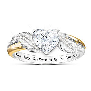 "Your Wings Were Ready" White Topaz Remembrance Ring