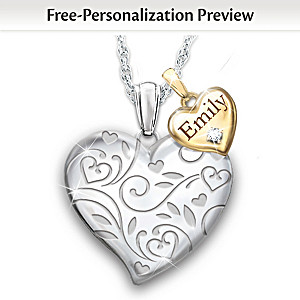Personalized Diamond Pendant Necklace For Granddaughters