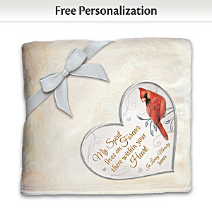 Personalized Remembrance Cardinal Plush Throw Blanket