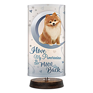 Pomeranian Dog Artistic Table Lamp With Fabric Shade
