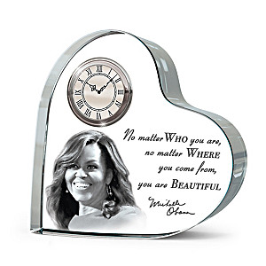Michelle Obama Crystal Clock With Her Inspirational Quote