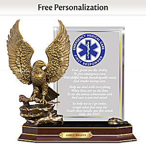Personalized EMT Prayer Sculpture With Golden Eagle