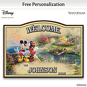 Disney Personalized Wooden Welcome Sign By Thomas Kinkade