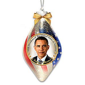 President Obama Lighted Hand-Blown Glass Christmas Ornament