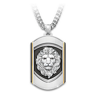 "Heart Of A Lion" Pendant Necklace With Black Sapphire Eyes