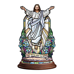 "With You Always" Illuminated Stained-Glass Christ Sculpture
