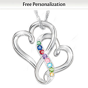 "A Mother's Love" Crystal Birthstone Pendant Necklace