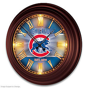 Chicago Cubs Illuminated Atomic Wall Clock