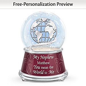 Nephew Musical Glitter Globe Personalized With His Name