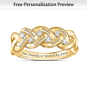 "Strength Of Family" Diamond Ring Personalized With Names