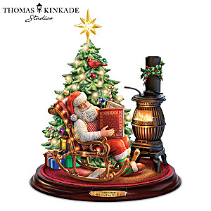 Thomas Kinkade Studios "Checking His List" Santa Sculpture