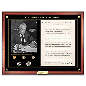 FDR Pearl Harbor Address And U.S. Mint Coin Set Wall Decor