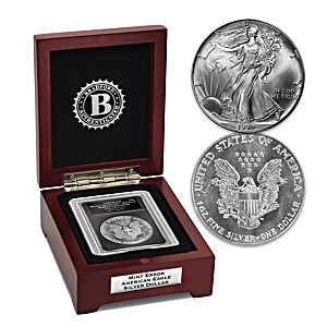 Silver Eagle Struck Thru Reverse Error Coin And Display Box