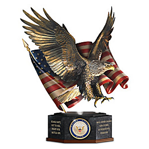 U.S. Navy Cold-Cast Bronze Sculpture With Illuminated Base